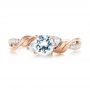 14k Rose Gold And 18K Gold 14k Rose Gold And 18K Gold Three-stone Two-tone Diamond Engagement Ring - Top View -  103105 - Thumbnail
