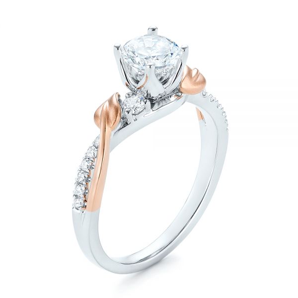 14k White Gold And Platinum 14k White Gold And Platinum Three-stone Two-tone Diamond Engagement Ring - Three-Quarter View -  103105