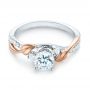  Platinum And 18K Gold Platinum And 18K Gold Three-stone Two-tone Diamond Engagement Ring - Flat View -  103105 - Thumbnail