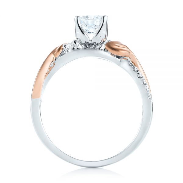 18k White Gold And 14K Gold 18k White Gold And 14K Gold Three-stone Two-tone Diamond Engagement Ring - Front View -  103105