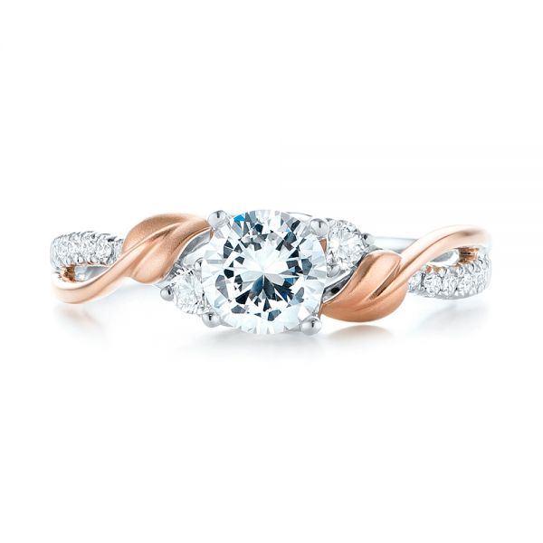  Platinum And Platinum Platinum And Platinum Three-stone Two-tone Diamond Engagement Ring - Top View -  103105