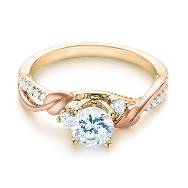 14k Yellow Gold And 18K Gold 14k Yellow Gold And 18K Gold Three-stone Two-tone Diamond Engagement Ring - Flat View -  103105