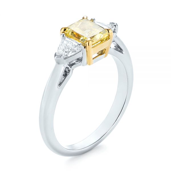 Three-Stone Yellow and White Diamond Engagement Ring - Image