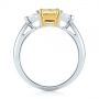  Platinum And 18K Gold Three-stone Yellow And White Diamond Engagement Ring - Front View -  104133 - Thumbnail