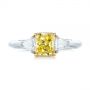  Platinum And 18K Gold Three-stone Yellow And White Diamond Engagement Ring - Top View -  104133 - Thumbnail