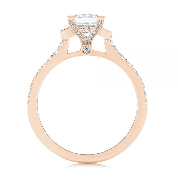18k Rose Gold 18k Rose Gold Three-stone Baguette Diamond Engagement Ring - Front View -  105072