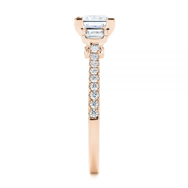 14k Rose Gold 14k Rose Gold Three-stone Baguette Diamond Engagement Ring - Side View -  105072