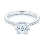18k White Gold Three-stone Baguette Diamond Engagement Ring - Flat View -  105072 - Thumbnail
