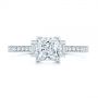 18k White Gold Three-stone Baguette Diamond Engagement Ring - Top View -  105072 - Thumbnail