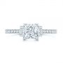 18k White Gold Three-stone Baguette Diamond Engagement Ring - Top View -  105072 - Thumbnail