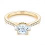 18k Yellow Gold 18k Yellow Gold Three-stone Baguette Diamond Engagement Ring - Flat View -  105072 - Thumbnail