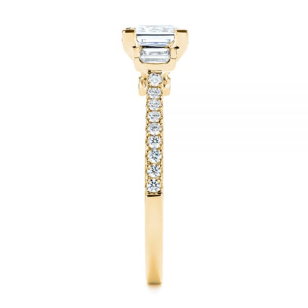14k Yellow Gold 14k Yellow Gold Three-stone Baguette Diamond Engagement Ring - Side View - 105072