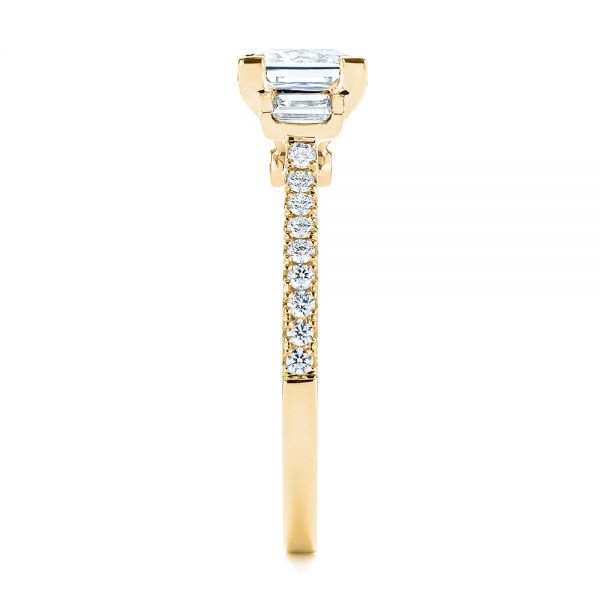 18k Yellow Gold 18k Yellow Gold Three-stone Baguette Diamond Engagement Ring - Side View -  105072