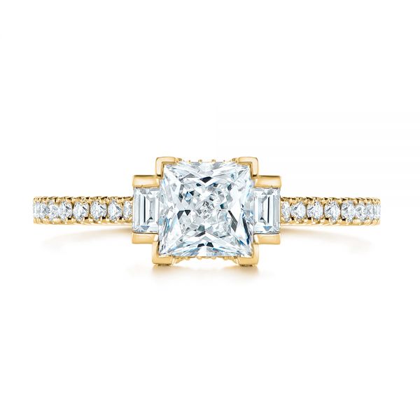 14k Yellow Gold 14k Yellow Gold Three-stone Baguette Diamond Engagement Ring - Top View - 105072