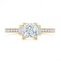 18k Yellow Gold 18k Yellow Gold Three-stone Baguette Diamond Engagement Ring - Top View -  105072 - Thumbnail