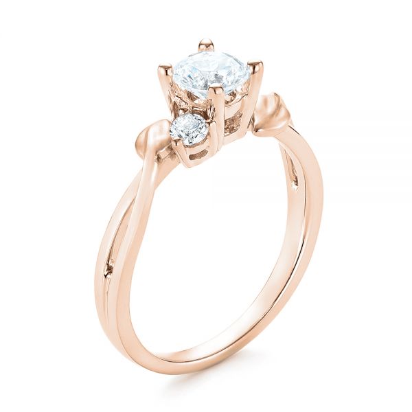 14k Rose Gold 14k Rose Gold Three-stone Diamond Engagement Ring - Three-Quarter View -  103100