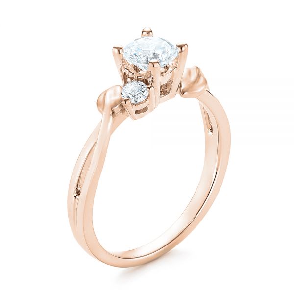 18k Rose Gold 18k Rose Gold Three-stone Diamond Engagement Ring - Three-Quarter View - 103100