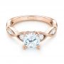 18k Rose Gold 18k Rose Gold Three-stone Diamond Engagement Ring - Flat View -  103064 - Thumbnail