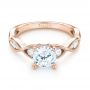 14k Rose Gold 14k Rose Gold Three-stone Diamond Engagement Ring - Flat View -  103064 - Thumbnail