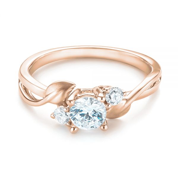 18k Rose Gold 18k Rose Gold Three-stone Diamond Engagement Ring - Flat View -  103100