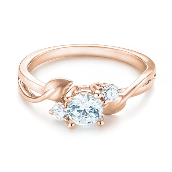 18k Rose Gold 18k Rose Gold Three-stone Diamond Engagement Ring - Flat View - 103100