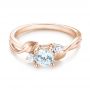 18k Rose Gold 18k Rose Gold Three-stone Diamond Engagement Ring - Flat View -  103100 - Thumbnail