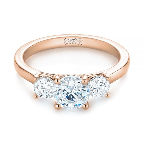 14k Rose Gold 14k Rose Gold Three-stone Diamond Engagement Ring - Flat View - 103898