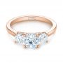 18k Rose Gold 18k Rose Gold Three-stone Diamond Engagement Ring - Flat View -  103898 - Thumbnail