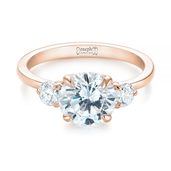 18k Rose Gold 18k Rose Gold Three-stone Diamond Engagement Ring - Flat View -  104169