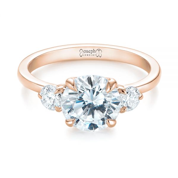 18k Rose Gold 18k Rose Gold Three-stone Diamond Engagement Ring - Flat View - 104169