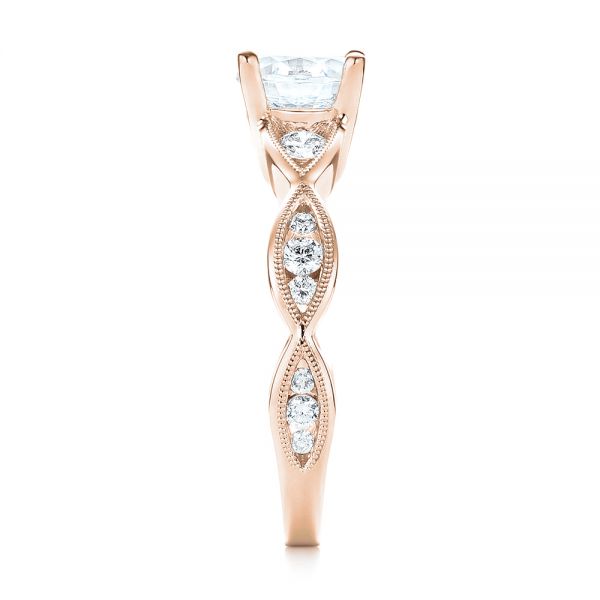 14k Rose Gold 14k Rose Gold Three-stone Diamond Engagement Ring - Side View -  103064