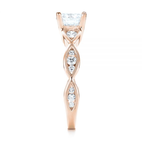 18k Rose Gold 18k Rose Gold Three-stone Diamond Engagement Ring - Side View -  103064