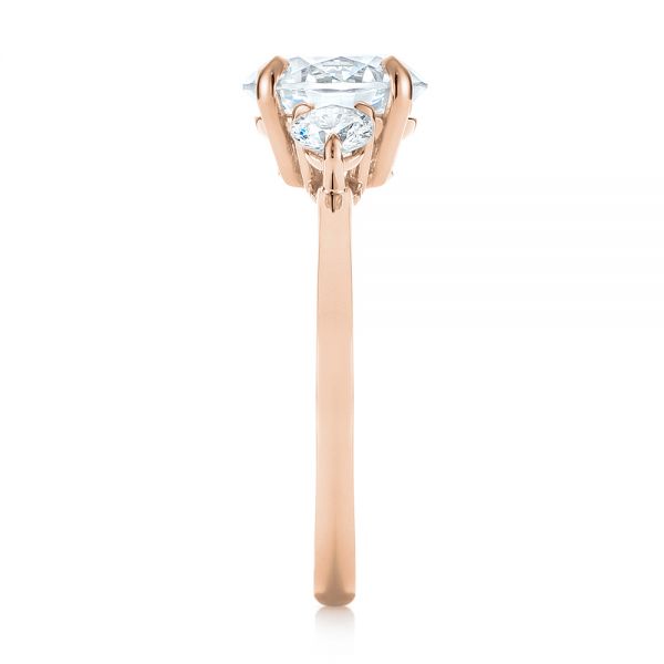 18k Rose Gold 18k Rose Gold Three-stone Diamond Engagement Ring - Side View -  104169