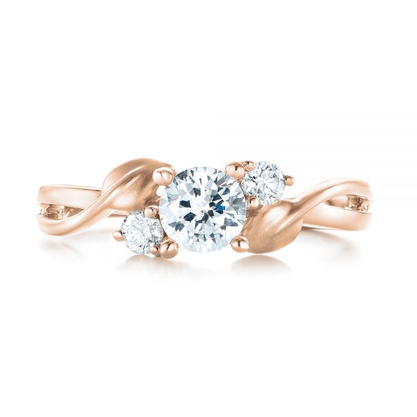 18k Rose Gold 18k Rose Gold Three-stone Diamond Engagement Ring - Top View - 103100
