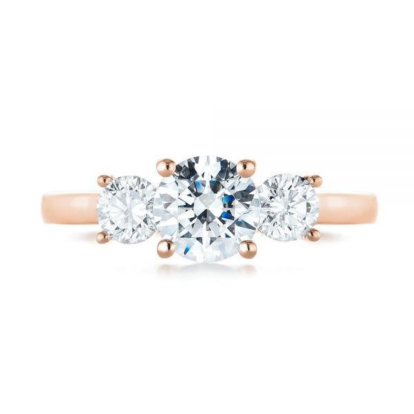 14k Rose Gold 14k Rose Gold Three-stone Diamond Engagement Ring - Top View -  103898