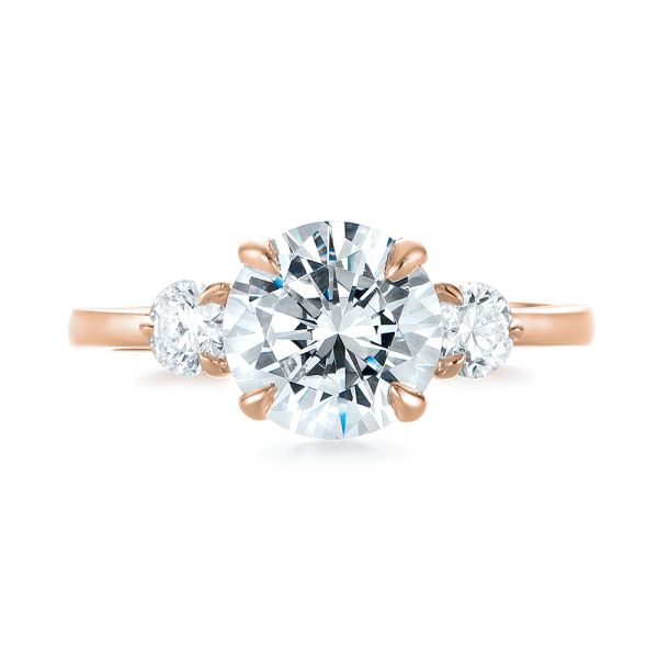 18k Rose Gold 18k Rose Gold Three-stone Diamond Engagement Ring - Top View -  104169