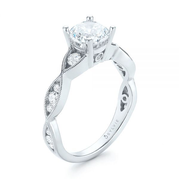  Platinum Platinum Three-stone Diamond Engagement Ring - Three-Quarter View -  103064