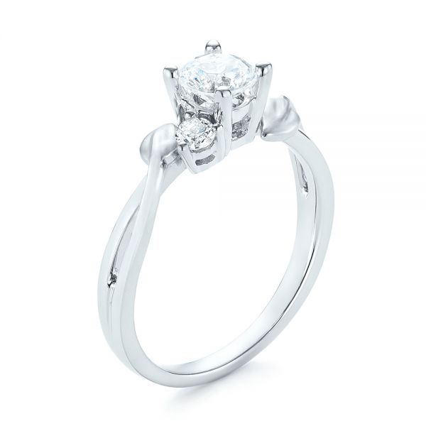 14k White Gold 14k White Gold Three-stone Diamond Engagement Ring - Three-Quarter View -  103100