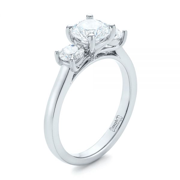  Platinum Platinum Three-stone Diamond Engagement Ring - Three-Quarter View -  103898