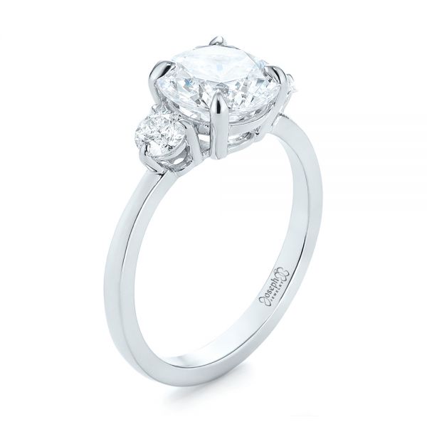 14k White Gold 14k White Gold Three-stone Diamond Engagement Ring - Three-Quarter View -  104169