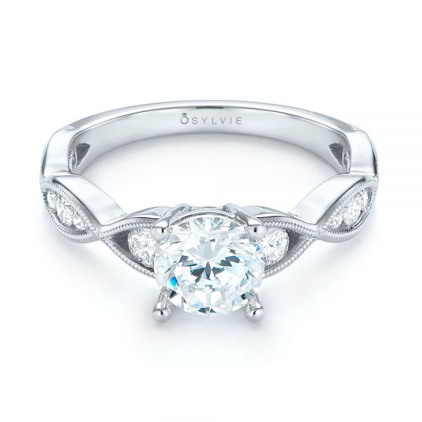  Platinum Platinum Three-stone Diamond Engagement Ring - Flat View -  103064