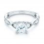 18k White Gold Three-stone Diamond Engagement Ring - Flat View -  103064 - Thumbnail