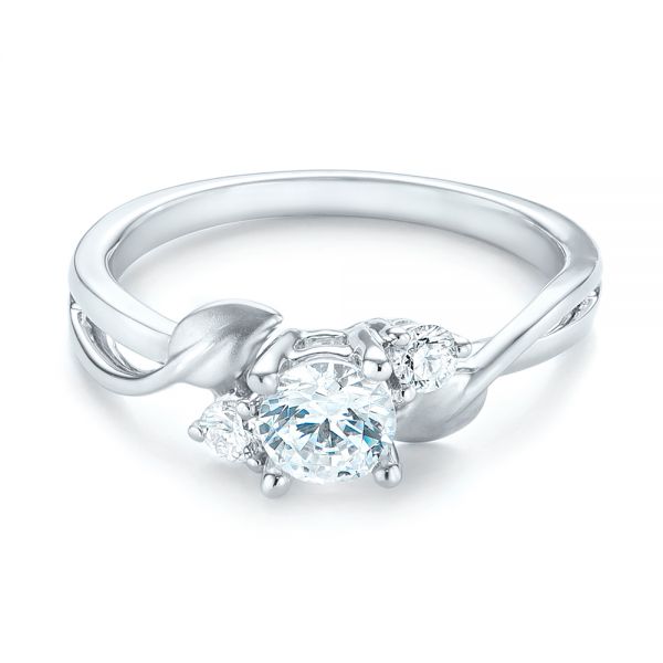 14k White Gold 14k White Gold Three-stone Diamond Engagement Ring - Flat View -  103100