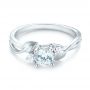18k White Gold Three-stone Diamond Engagement Ring - Flat View -  103100 - Thumbnail