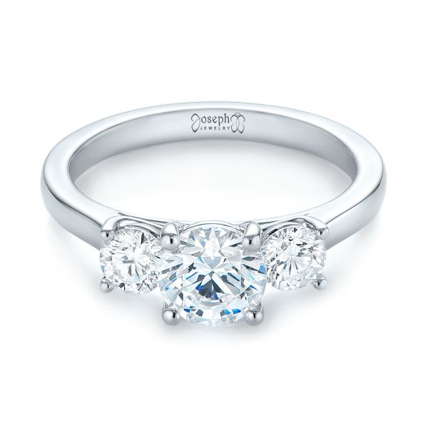 14k White Gold 14k White Gold Three-stone Diamond Engagement Ring - Flat View -  103898