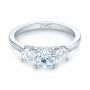 18k White Gold Three-stone Diamond Engagement Ring - Flat View -  103898 - Thumbnail