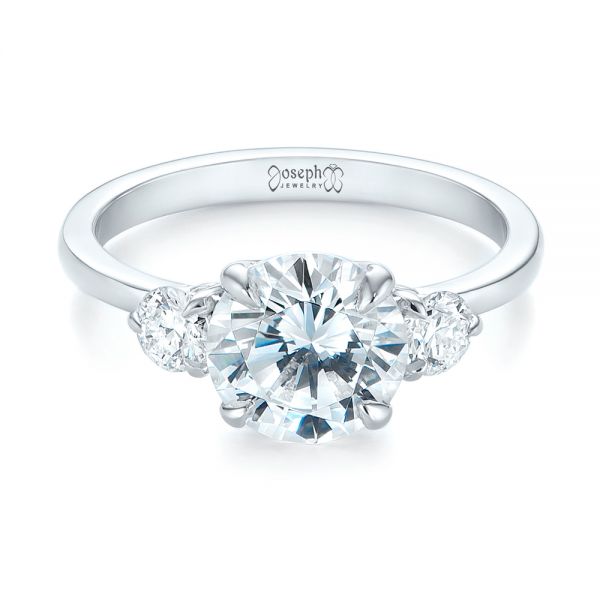 18k White Gold Three-stone Diamond Engagement Ring - Flat View - 104169