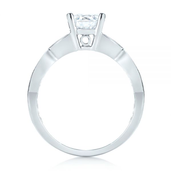 18k White Gold Three-stone Diamond Engagement Ring - Front View -  103064
