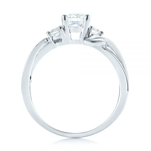 18k White Gold Three-stone Diamond Engagement Ring - Front View -  103100