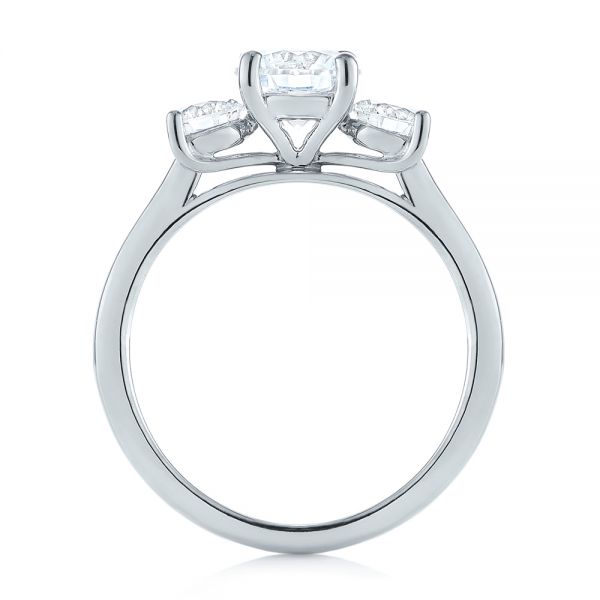 18k White Gold Three-stone Diamond Engagement Ring - Front View -  103898